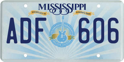 MS license plate ADF606