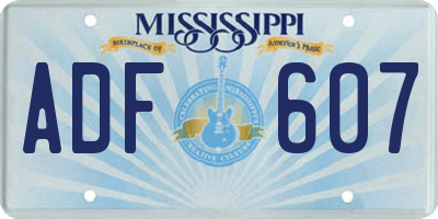 MS license plate ADF607