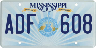 MS license plate ADF608