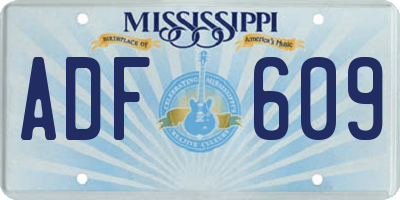MS license plate ADF609
