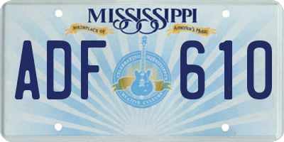 MS license plate ADF610