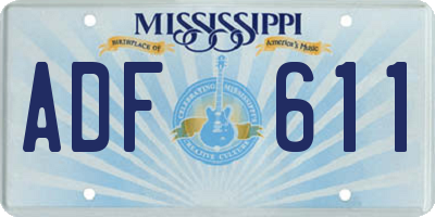 MS license plate ADF611