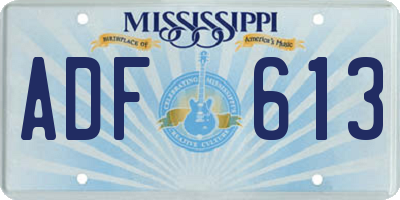 MS license plate ADF613