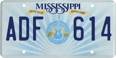 MS license plate ADF614