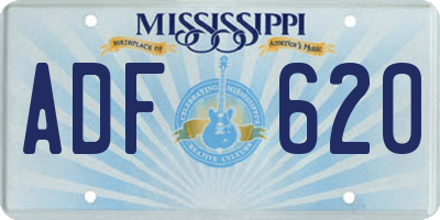 MS license plate ADF620