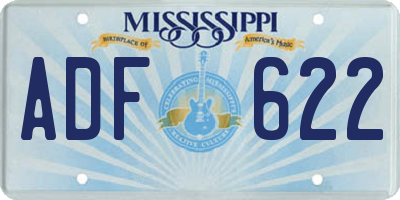 MS license plate ADF622