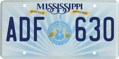 MS license plate ADF630