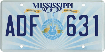 MS license plate ADF631