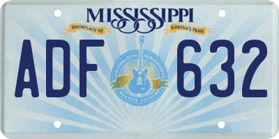 MS license plate ADF632