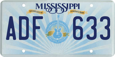 MS license plate ADF633