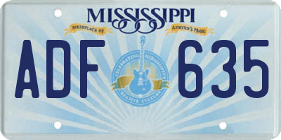 MS license plate ADF635