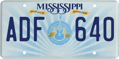 MS license plate ADF640