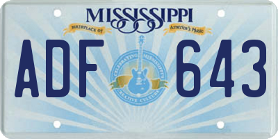 MS license plate ADF643