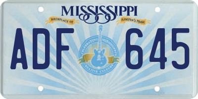 MS license plate ADF645
