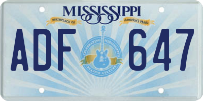 MS license plate ADF647