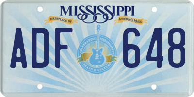 MS license plate ADF648