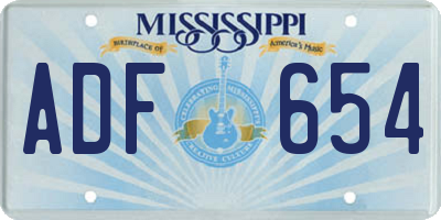 MS license plate ADF654