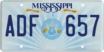 MS license plate ADF657