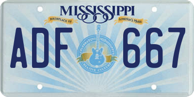 MS license plate ADF667