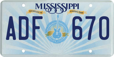 MS license plate ADF670