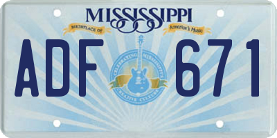 MS license plate ADF671
