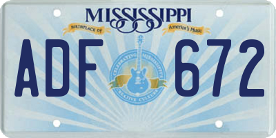 MS license plate ADF672