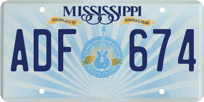 MS license plate ADF674
