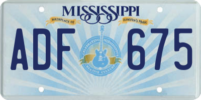 MS license plate ADF675