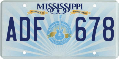 MS license plate ADF678