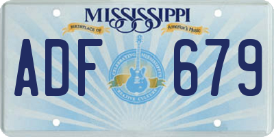 MS license plate ADF679