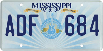 MS license plate ADF684