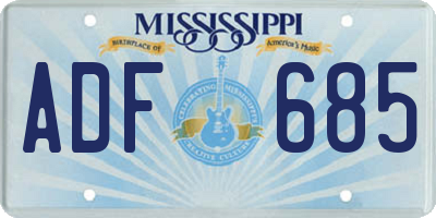 MS license plate ADF685