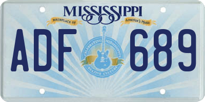 MS license plate ADF689