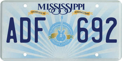 MS license plate ADF692