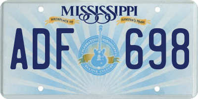 MS license plate ADF698