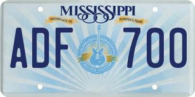 MS license plate ADF700