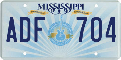 MS license plate ADF704
