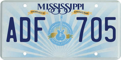MS license plate ADF705