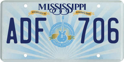 MS license plate ADF706