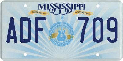 MS license plate ADF709