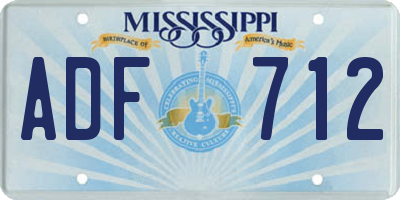 MS license plate ADF712