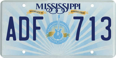 MS license plate ADF713