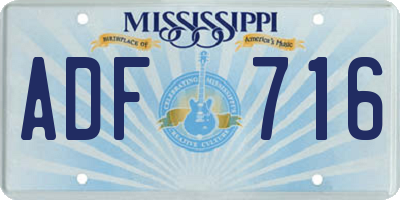 MS license plate ADF716