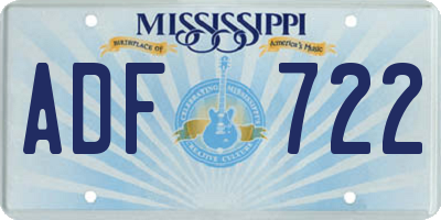 MS license plate ADF722