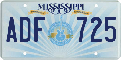 MS license plate ADF725