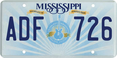 MS license plate ADF726