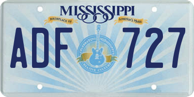 MS license plate ADF727
