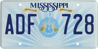 MS license plate ADF728