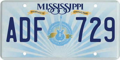 MS license plate ADF729