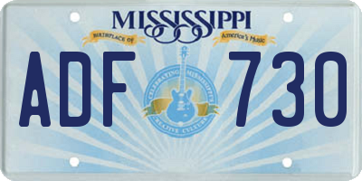 MS license plate ADF730